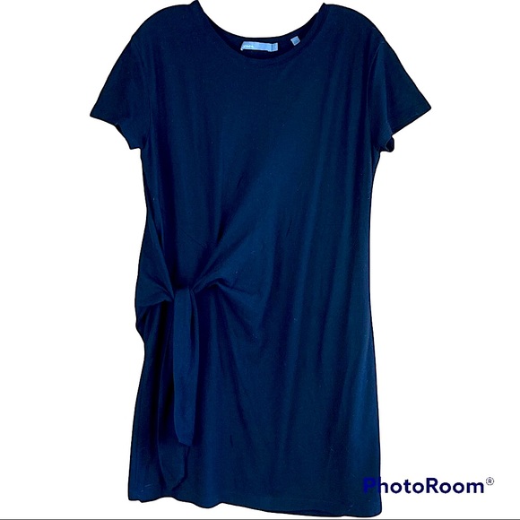 Vince. Side-Tie Cotton Dress Navy Blue Size S - Picture 5 of 8